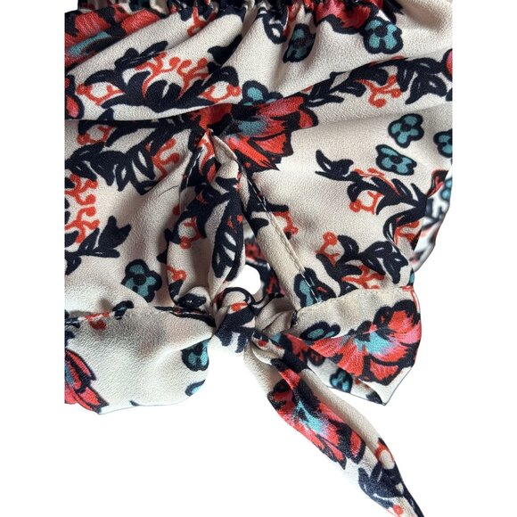 Hint Of Blush Size M Women Maxi Dress Floral Boho With Tie Waist Ruffle Neckline - Picture 5 of 10